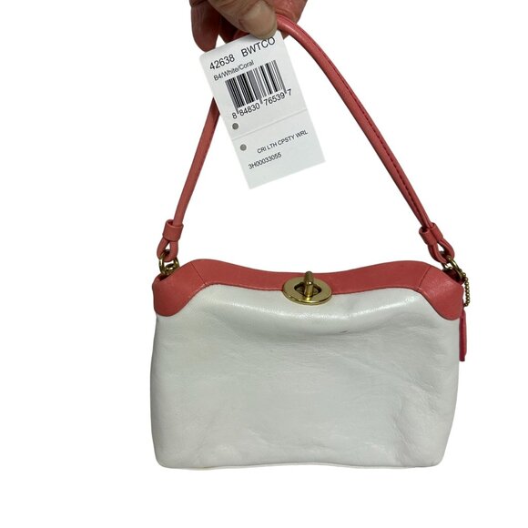 Coach Turn Lock Wristlet Mini Pochette Bag Purse Chalk Coral NEW - Picture 1 of 14